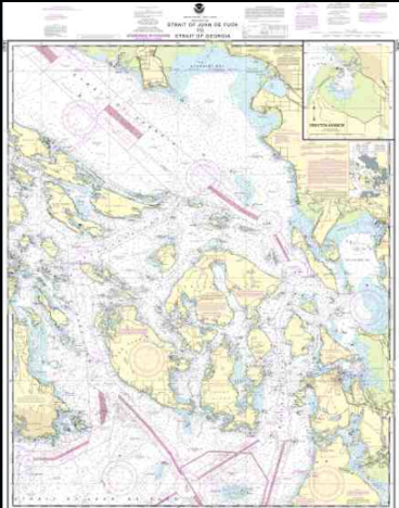 Nautical chart of the San Juan Islands.